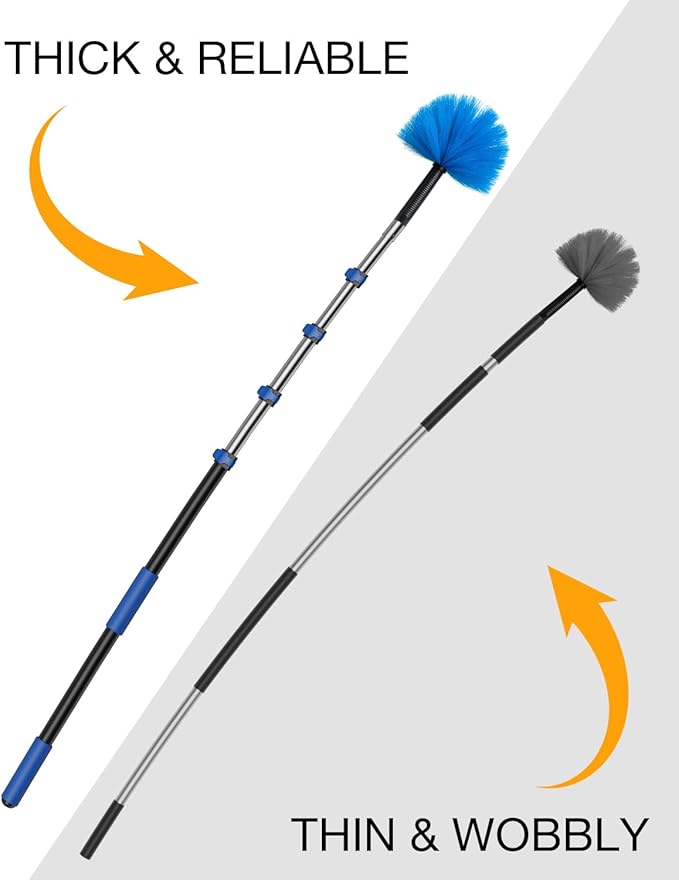 Telescoping Pole, 5-20 Ft with Joint Angle & Squeegee Adaptor, Aluminum Telescopic Paint Roller Extension Pole & Extendable Pole, Anti-Slip Foam Grip, Multi-Purpose Gutter Window Dust Cleaning Pole