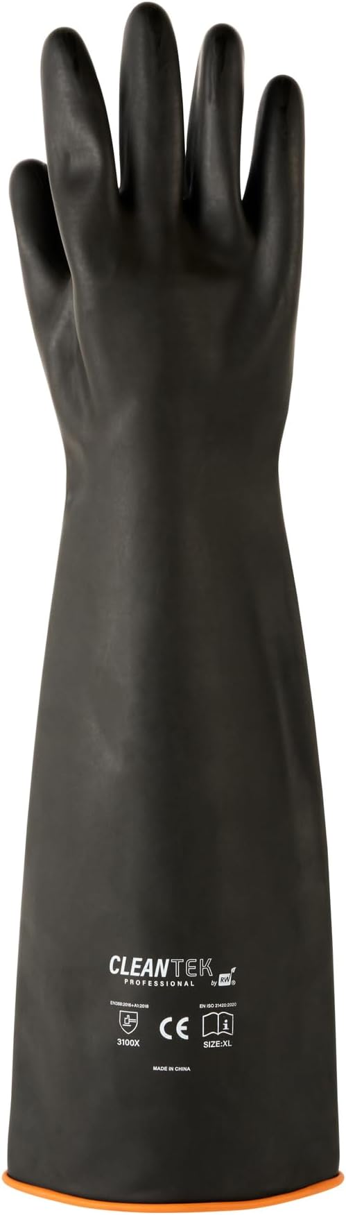 Restaurantware Heavy Duty Gloves 10 Count 21.654 x 7.283 x 0.394 Inches Chemical-Resistant Industrial Safety Gloves Black Long Rubber Gloves Acid Resistant Slip-Resistant Reusable