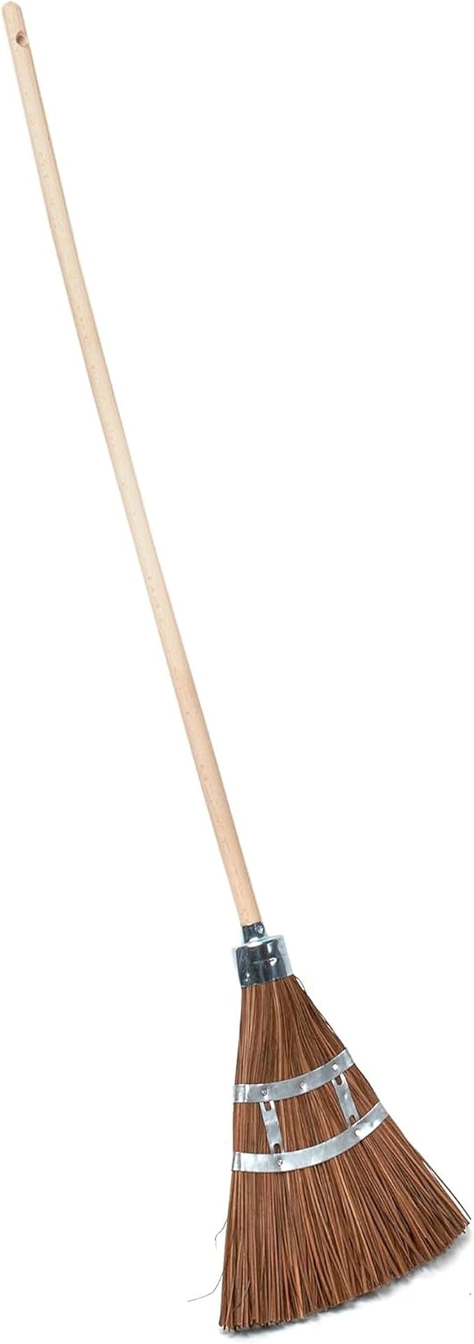 Outdoor Broom Heavy Duty 57” Broomstick with 12” Wide Brush - All Natural Water and Fire-Resistant Piassava Bristles and Wood Handle Brooms for Sweeping Indoor Garage and Garden by Kings County Tools