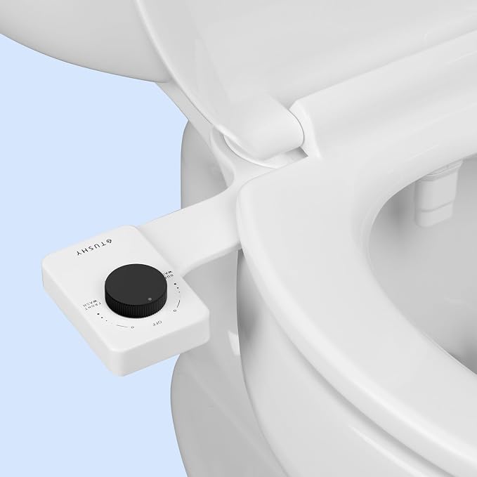 TUSHY NEW Fresh Dual Nozzle Cool Water Bidet: Ultra Slim Toilet Seat Attachment with Luxury 2 in 1 Front & Rear, Self-Cleaning, 180º Clean, (DIY Install, 10 Minutes), Non-Electric, Matte Black Knob