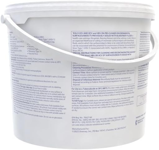 Oxivir Diversey 5627427 Tb Disinfectant XL Wipes, Accelerated Hydrogen Peroxide Based Cleaner Disinfectant, Ready-to-Use, Unscented, 160-Wipes, 1 Bucket