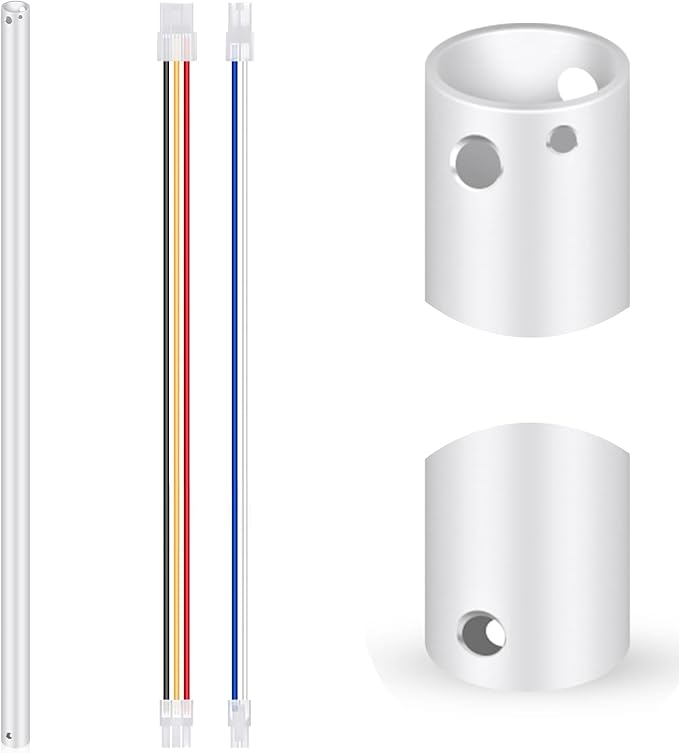 VIHOSE 36 Inch Ceiling Fan Downrod with Extension Cord 3 ft White Downrod for Ceiling Fan 1 Inch Outside Diameter Not Threaded Suitable for a Wide Range of Fans