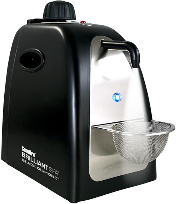 GemOro Jewelry Steam Cleaner | Black Diamond Brilliant Spa Personal Steam Cleaner | Professional Performance Machine for Rings Watches Glasses Earrings (Matte Black)