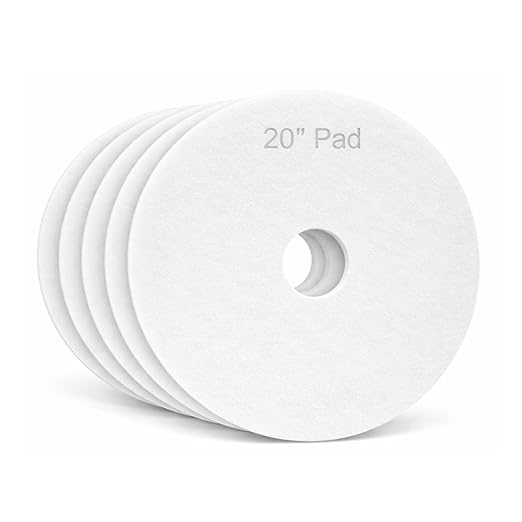 Virginia Abrasives 20” White Floor Maintenance Pads, Non-Woven Pads for Orbital Cleaning - Thick Polishing Replacement Pads, Ideal for Synthetic Floors, 5-Pack