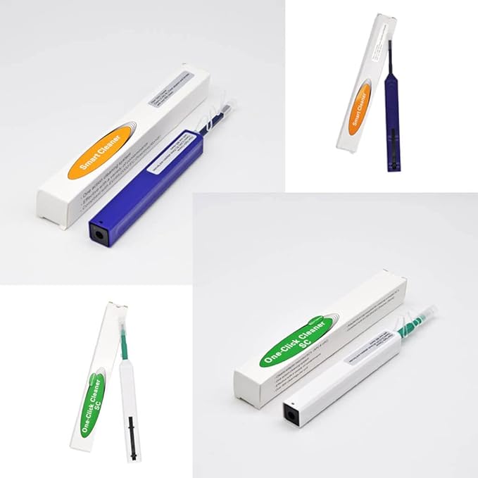 Fiber Optic Cleaning Kit Fiber Optic FTTH Cleaner Tools with 1.25mm / 2.5mm Fiber Optic Cleaner Pens and Cleaning Sticks Wipes for Cleaning FC SC ST LC MU Connectors