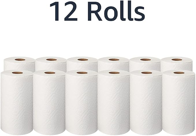 AmazonCommercial 2-Ply White Adapt-a-Size Kitchen Paper Towels, Absorbent, Thick, Individually Wrapped, 140 Towels per Roll (12 Rolls), 1,680 Sheets Total