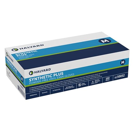 HALYARD Synthetic Plus Vinyl Exam Gloves, Powder-Free, 7.9 mil, 9.5", White, Medium, 50032 (Case of 1000)