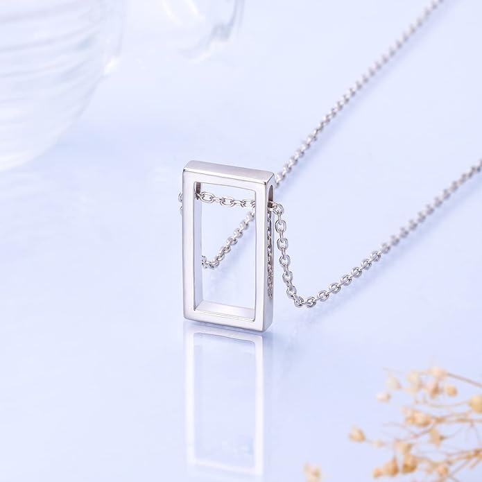 DAOCHONG 925 Sterling Silver Geometric Shapes Necklace Triangle/Rectangle/Rhombus/Circle Pendant Necklace for Women Jewelry Gifts