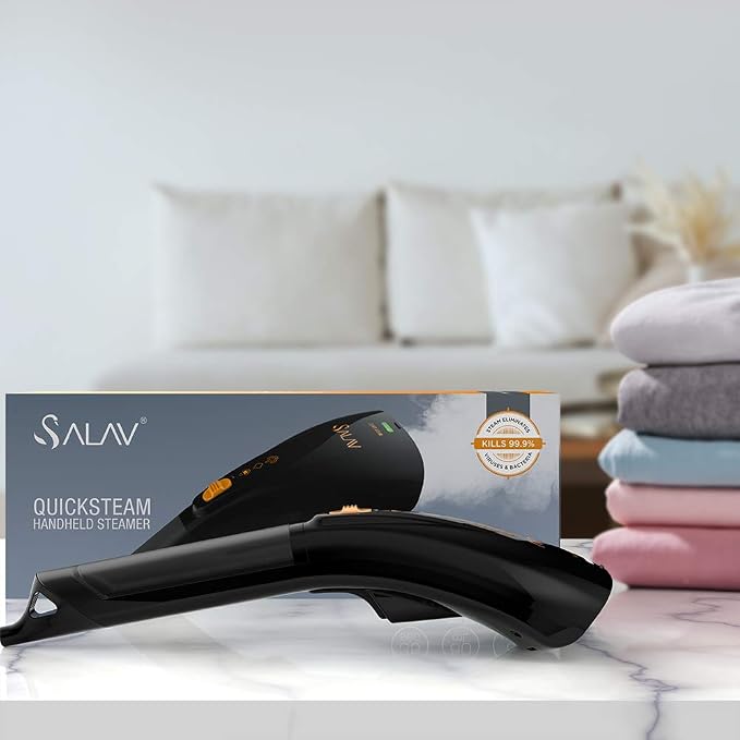 SALAV HS-04/T 1000W Quick Steam Hand Held Garment Steamer with Dual Steam Settings and No-Drip System (Black)