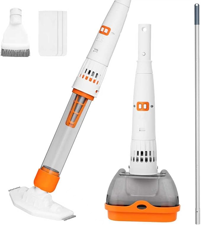 Rechargeable Pool & Spa Hot Tub Vacuum Cleaner - Dual Mode & Magnetic Drive System, 25µm Ultra Fine Mesh Filters for Hot Tub, Small Above Ground Pools, 70 Mins