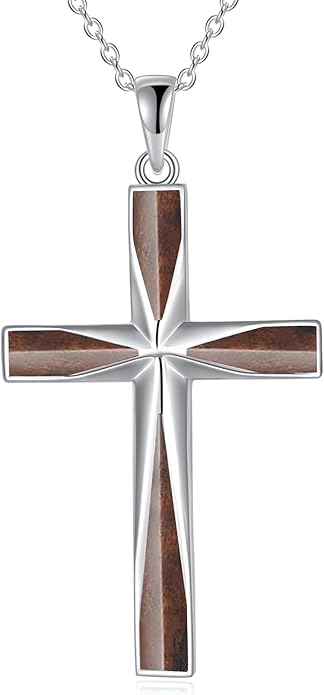 ONEFINITY Religious Cross Pendant Necklace Sterling Silver Origami Cross Pendant Gifts for Women Men Jewelry