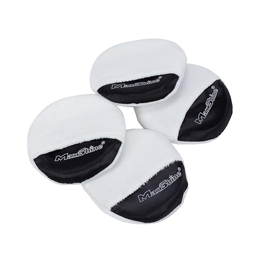 Maxshine Handheld Microfiber Wax Applicator Pad | White+Black, 3.35" Diameter, Ultra-Soft, Scratch-Free | Versatile Detailing for Wax, Polish, Protectant, Streak-Free Finish