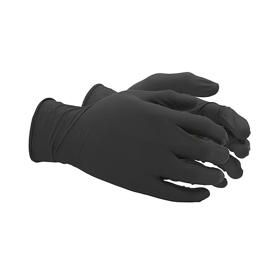 SHOWA 6112PF Sustainable EBT Latex-Free, Powder-Free, Nitrile Disposable Single Use Safety Gloves, 4 Mil, 9.5" Length, Black, Small, (1 Box/100 Gloves)