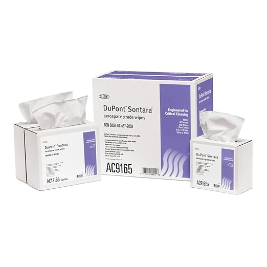 Contec AC9165 DuPont Sontara White Aircraft Wipe In Single Pop-Up Dispenser Box, 9" Length x 16.5" Width (Pack of 100)