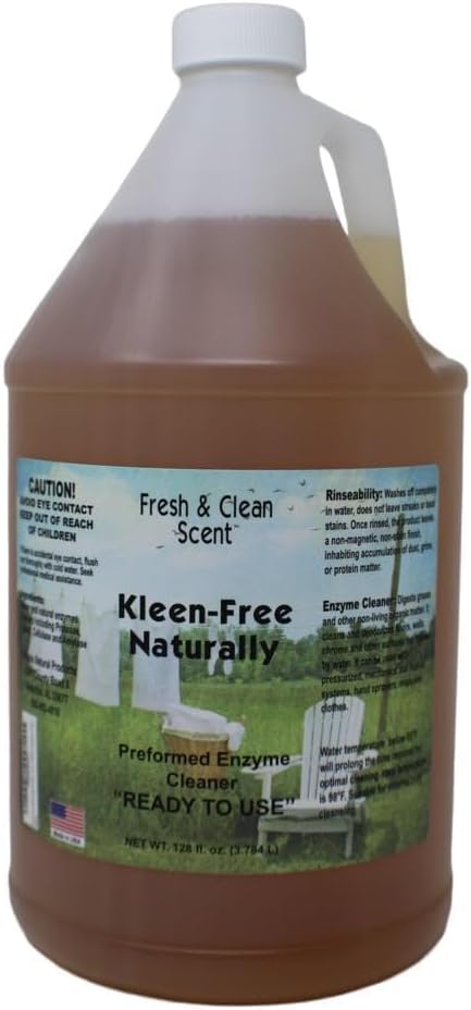 Naturally Preformed Enzyme Cleaner, Laudry Additive, Multi-Purpose Cleaner, Enzyme Solution, and More - Ready-To-Use - Fresh and Clean Scent - 128oz (1 Gallon)