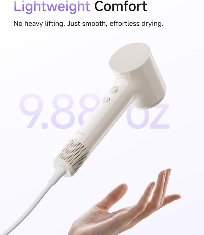 Laifen Air Hair Dryer, Lightweight and Palm-Sized Compact, 15× High-Speed Drying with 110, 000 RPM Powerful Motor, Smart Temperature Control, Mini Travel & Ionic Hair Dryers for Women, Milktea