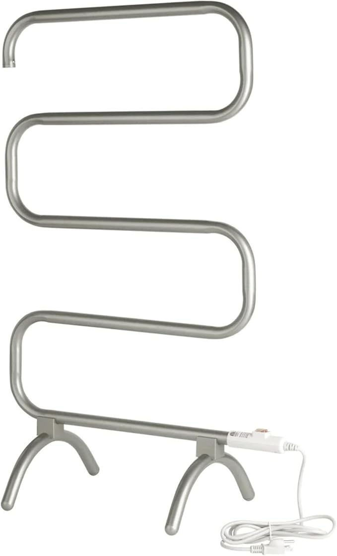Warmrails Classic Towel Warmer - Free-Standing or Wall Mounted Towel Warmer Rack for Drying Towels and Garments - 37.5-Inch Nickel Finish Frame with 4 Bars - Model HCS