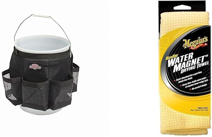 Bucket Boss Auto Wash Organizer for 5 Gallon Bucket - Fast-Drying, Black, AB30060 & Meguiar's Water Magnet Microfiber Premium Car Drying Towel - Super Plush