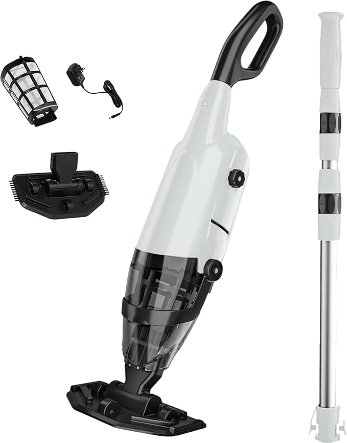 Cordless Pool Vacuum Cleaner for Above Ground Pool & In Ground Rechargeable Pool Vacuum Cleaner - 90 Mins Runtime, with 69" Telescopic Pole, Spa Vacuum for Hot Tub（Misty Grey）