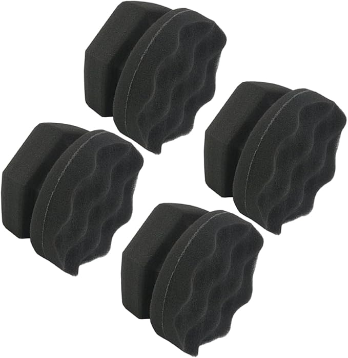 FAVOMOTO 12pcs Handy Wax Sponge Wave Pattern Polishing Sponges for Car Waxing and Detailing for Dashboard Seats Cleaning Durable and Easy to Grip Black