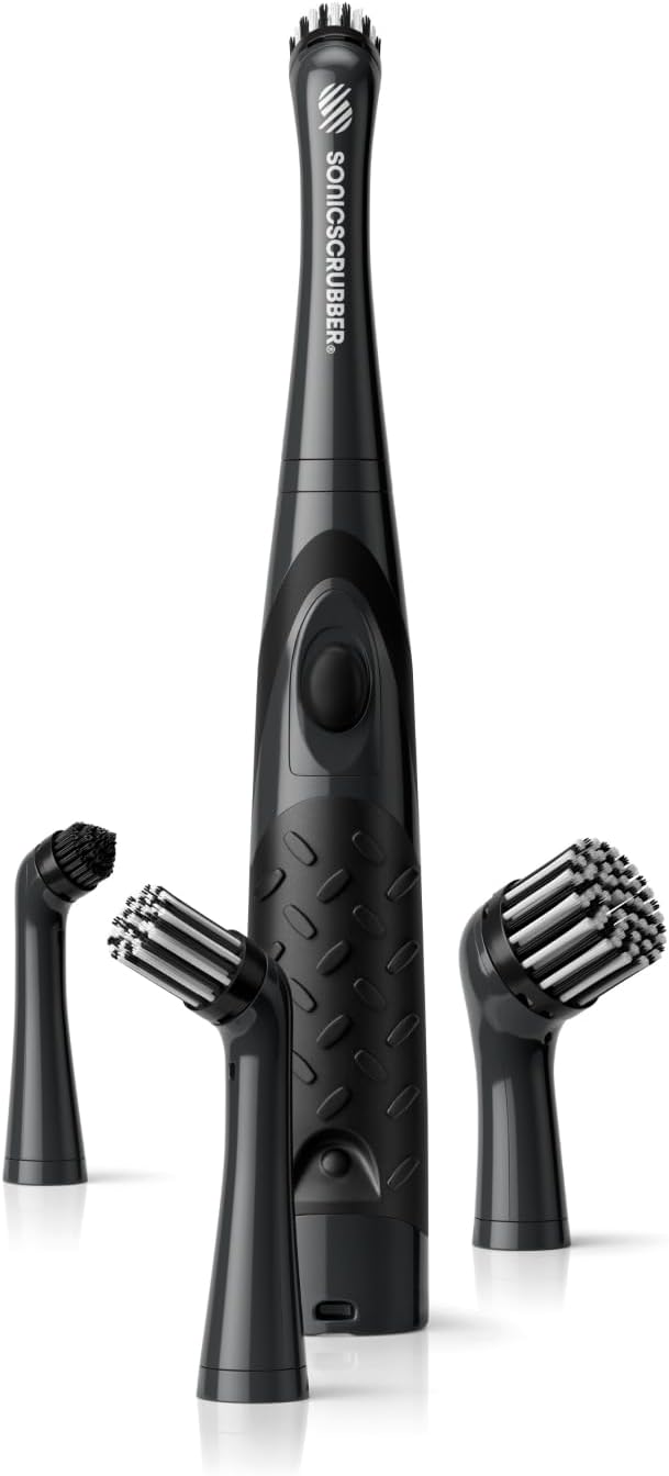 Footwear Electric Cleaning Brush Pack - Shoe + Sneaker Cleaner - High Power Motor - Includes 4 Shoe Cleaning Brush Heads - Removes Mud, Dirt and Refreshes Footwear - AA Batteries Included