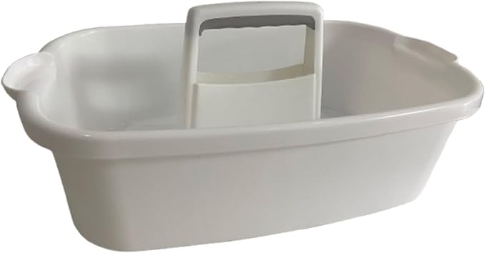2 Pack Cleaning Supply Caddy with Handle, Portable Shower Caddy Organizer Plastic Basket with Handle, Stackable Tool Storage for Bathroom, Garden, Kitchen, Home Organization, White