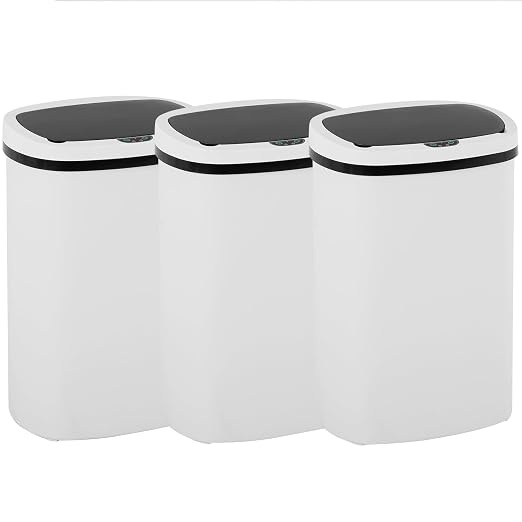 BestOffice Trash Can Broken-Resistant Plastic Touch Free High-Capacity Garbage Can with Lid for Bedroom Bathroom Home Office 49 Liter 13 Gallon Trash Can Automatic Kitchen Trash Can