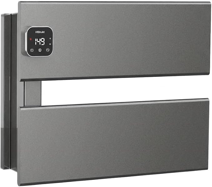 L Series Electric Towel Warmer for Bathroom, 2 Panel, Gun Gray | Thermo Control and Timer, Fast Heat in 3 Mins, Dry Towels in 4 hrs, Memory Function, Work with Smart Plug, Left-Wiring