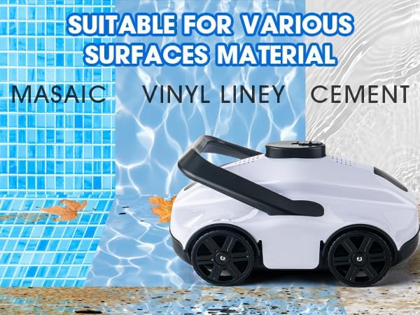 Portable Cordless Robotic Pool Cleaner - 130 Mins Runtime, Self-Parking, Automatic Vacuum for Inground Pools up to 1076 sq.ft, White