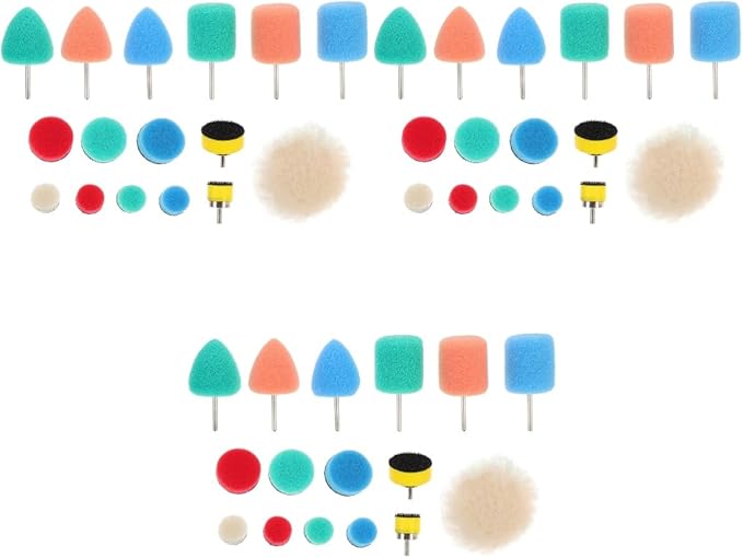SUPVOX 48pcs Buffing Sponge Pads Kit for Auto Detailing Lightweight Polishing Wheels for Car Coatings Scratches and Tight Spaces Versatile Buffing Mop for Drill and Polisher Use