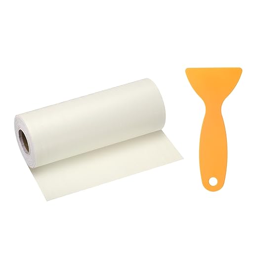 HARFINGTON Wood Grain Repair Tape 6 Inch x 33ft Self Adhesive Repair Patch Tape Simulated Wooden Floor Tapes with Plastic Scraper for Tables Doors Windows Furniture, Beige Wood