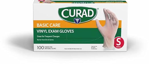 Curad Powder-free Exam Gloves Vinyl 100 each (Pack of 3)- Small