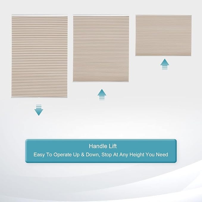MYshade Custom Size Cellular Blinds for Indoor Windows Cordless Blackout Honeycomb Shades, No Tools, No Drill, Thermal Insulated, Noise Reduction, Room Darkening Window Blinds for Home, Beige