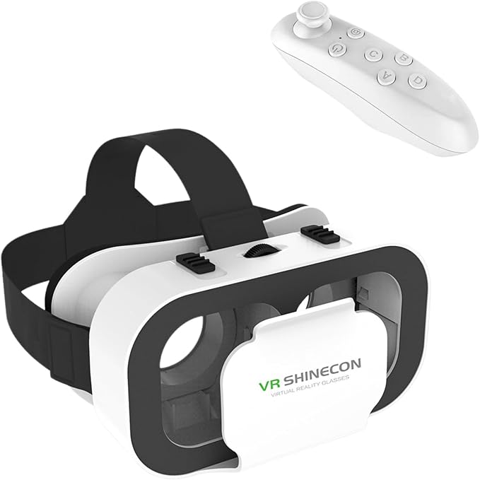 Virtual Reality Headset VR Glasses Compatible with iPhone and Android Adjustable 3D VR Phone Headset for 4.7 to 6.5 Inch, with Controller for Movies and Mobile Games
