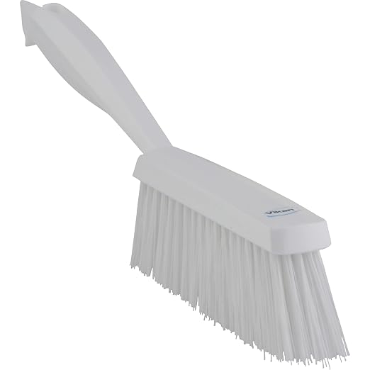 Vikan 45895 Bench Cleaning Brush, Polypropylene/Polyester Medium Bristle Dustpan Brush & Sweeper, 14 Inch, White