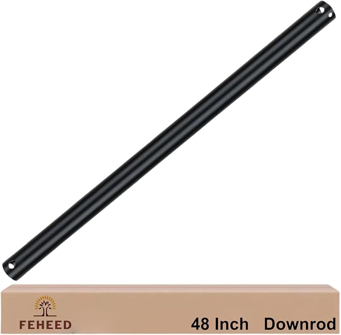 48 Inch Ceiling Fan Downrod, 1" Diameter Matte Black Ceiling Fan Extension Rod (No Threads),Universal Down Rods for Ceiling Fans,Easy Installation