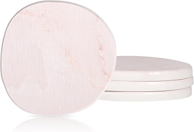 Diatomaceous Earth Coasters Set of 4, Super Absorbent Quick-Dry Heat-Resistant Drink and Coffee Coasters, Modern Stone Irregular Design for Kitchen Counter and Coffee Table, Pink