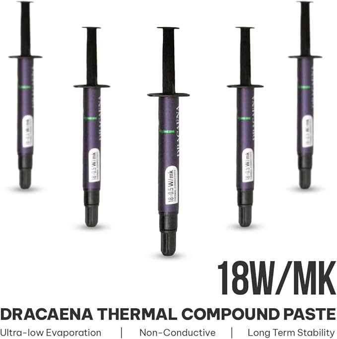 Dracaena.io 10-Pack 18 W/mK CTG12 Thermal Paste 4g, Premium Carbon Thermal Compound for CPU GPU PS4 PS5 Xbox Laptop, Non-Conductive, Long-Term Durability