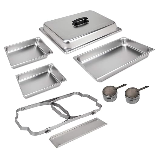 Sterno Buffet Kit Foldable Chafing Dish Buffet Set - Chafing Dishes for Buffet & Catering Food Warmers - Catering Supplies & Food Warming Trays for Buffet Party - 8-Piece Chafing Dish Set