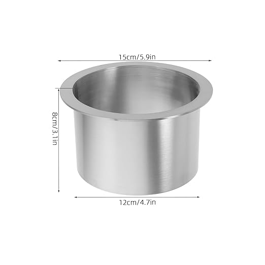 PRETYZOOM Stainless Steel Round Countertop Trash can Lid Small Wastebasket Cover Recessed Garbage Lid Space-Saving Design for Office Bathroom Desk 5.90X4.72X3.14In