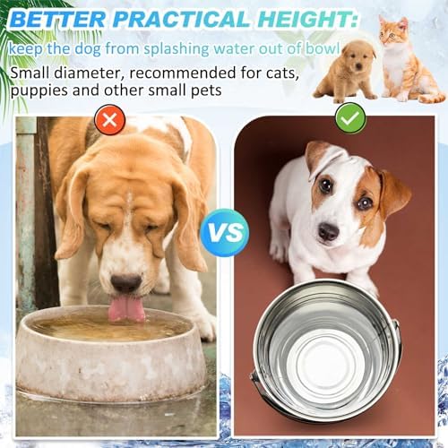 Hicarer 6 Pcs 4.2 Quart Stainless Steel Dog Water Bucket, Heavy Duty Stainless Steel Easy Clean Bucket Water Pails for Dogs Pets, for Kennels Farms Fences Cages Home