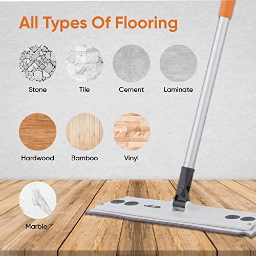 Superio Miracle Mop Set - Microfiber Flat Mop, Wet and Dust Mop, Best for Vinyl Plank, Hardwood, Laminate, Tile Flooring, Wall, with Aluminum Telescopic Handle, Velcro Microfiber Mop Pad, Grey