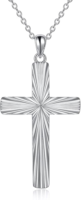 ONEFINITY Religious Cross Pendant Necklace Sterling Silver Origami Cross Pendant Gifts for Women Men Jewelry