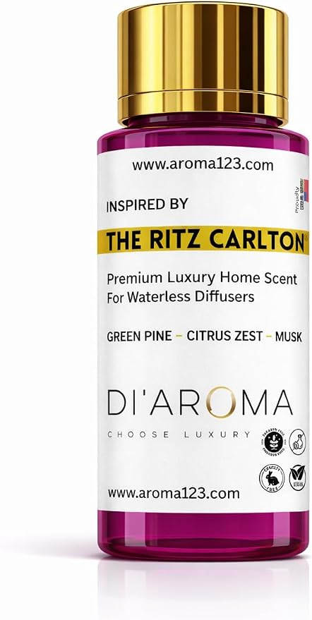 Di’Aroma Luxury Hotel Resort Collection The Ritz Carlton 60ml 2 Fl Oz - Fragrance Oil, Diffuser Oil for Waterless & Cold-Air Diffusers, Premium Air Freshener (2 Fl Oz, The Ritz Carlton)