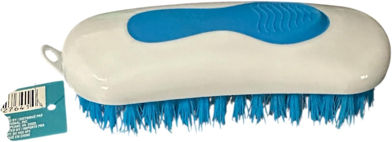 Kitchen Cleaning Brush Set Household Cleaning Brush Set Scrub Brush Floor Brush & Dish Brush Set Pack of 3 Brushes White & Blue Kitchen Cleaning Supplies Plastic Scrubbing Brush Pack Set Cleaning Utensils Washing Accessories