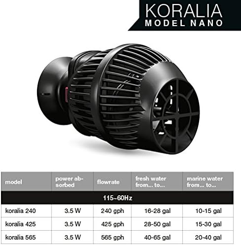Hydor Koralia Nano Aquarium Circulation Pump, Includes Built-In Cable Protector, 240 GPH, Measures 2.4-Inches & is Ideal for Fresh or Salt Water Use