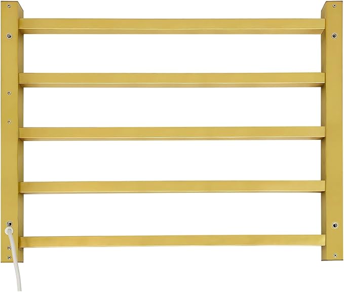 Luxury Heated Towel Rack for Bathroom, Wall Mounted Electric Towel Warmer Racks with Timer & Temperature Multi-Level Adjustable, 5 Bar Stainless Steel Towel Heater for Bathroom (Brushed Gold)