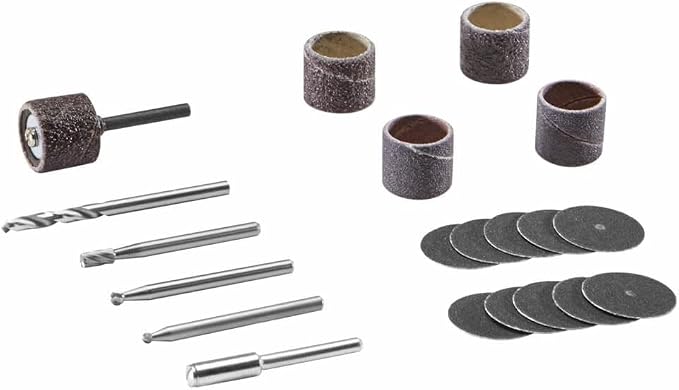 Dremel 733-01 Rotary Tool Accessories Kit, 20 Piece Wood Carving Set - Includes Sanding Bands, Carving Bits, and a Mandrel - Ideal for Sanding and Carving Applications, Blue