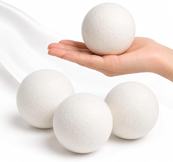 Wool Dryer Balls XL 4-Pack – Organic Wool Dryer Balls for Laundry Reusable, Natural Fabric Softener, Reduces Drying Time, Static, Wrinkles & Laundry Clumping