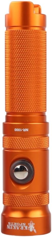 Kraken Sports NR-1000 Back Up Dive Light 1000 Lumens, 330ft/100m Depth Rating, 90 Minutes Burn Time at Full Power, Orange